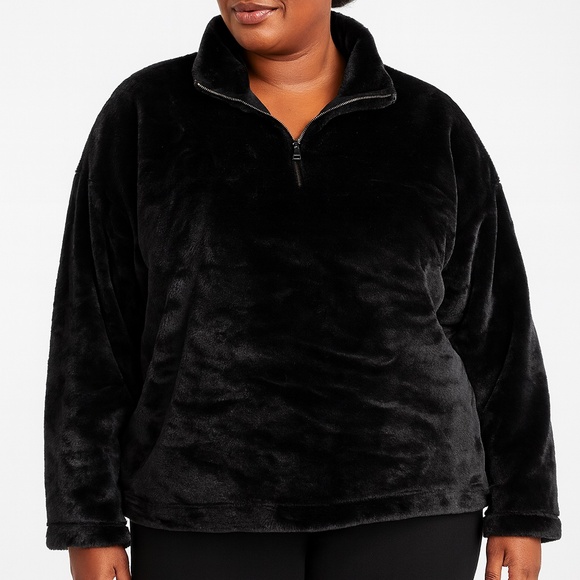 A New Day XXL Black Faux Fur Half-Zip Pullover - Picture 10 of 10